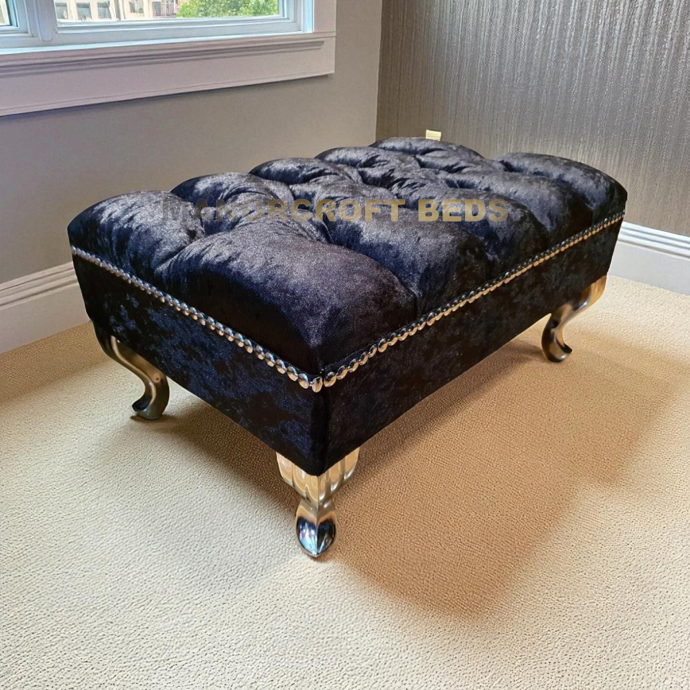 2025 Upholstered Chesterfield Footstool Pouffe Fabric Foot Stool