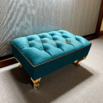 2025 Footstool Footrest Plush Velvet Fabric & Deep Matching Buttons