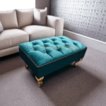2025 Footstool Footrest Plush Velvet Fabric & Deep Matching Buttons