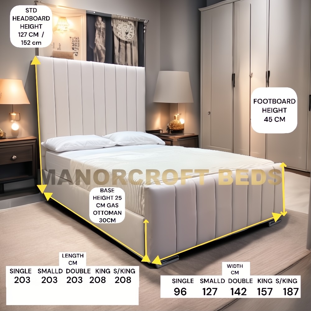 2025 Panel Lined Designer Bed Frame With Optional Ottoman Storage
