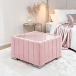 Premium Velvet Panel Coffee Table with Mirrored Glass Top – Glam Living Room Centerpiece