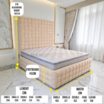 2026 Elegance Cube Design Bed Frame with Luxury High Headboard