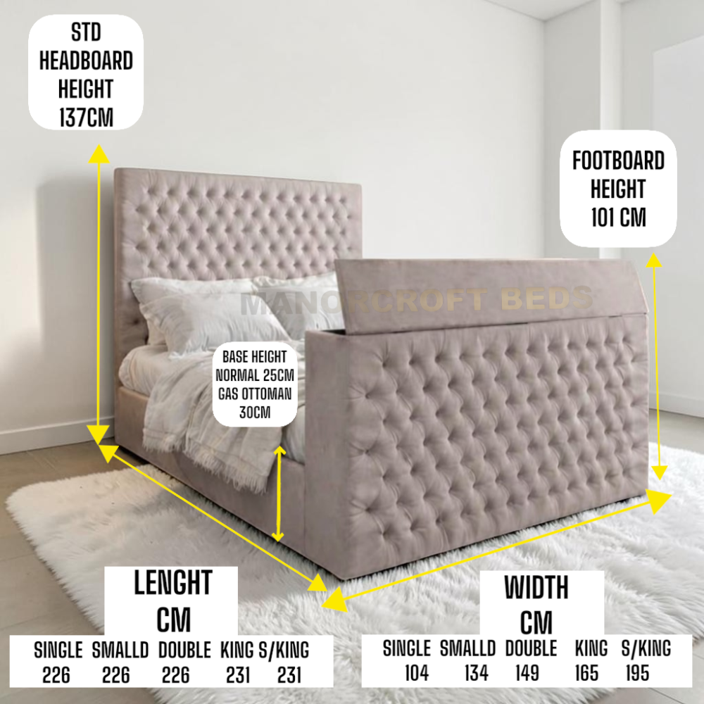 2026 Premium LED TV Bed Frame – Double, King & Super King Sizes