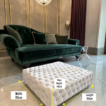2026 Plush Chesterfield Ottoman Footstool – Square Velvet Design