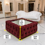 Soft Velvet Chesterfield Footstool – Square Tufted Pouffe Coffee Table